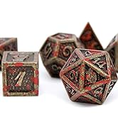 HEIMDALLR Metal DND Dice Set 7 pcs - Dragonhide Design, 16mm Size, Logo on D20; Metal Dice Set & ...