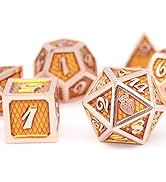 HEIMDALLR Metal DND Dice Set 7 pcs - Dragonhide Design, 16mm Size, Logo on D20; Metal Dice Set & ...