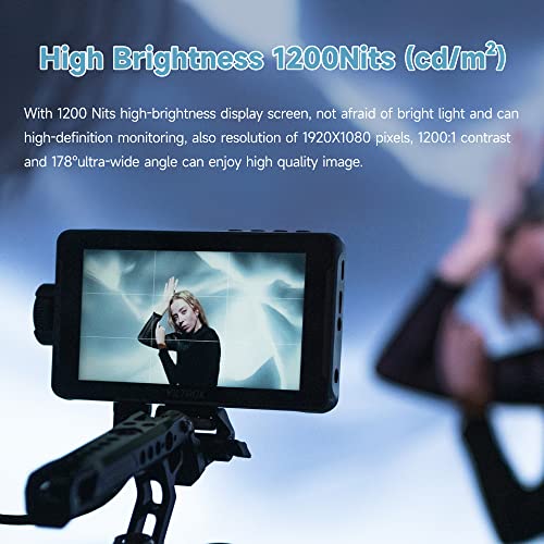 4K 1920x1080 Touchscreen Portable On-Camera External Video Monitor Kit with Sunshade Hood/Battery 3D LUT DC HDMI Input Output Video Focus Peaking