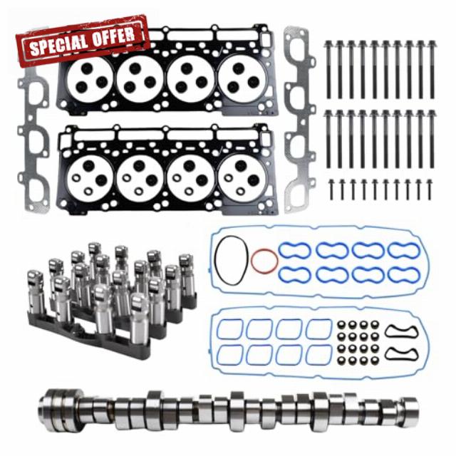 SUSUCAR 6.4 Hemi MDS Lifters Camshaft Cam Kit w/Head Gaskets Bolts for 2011-2015 Dodge Challenger Charger Chrysler Jeep Grand Cherokee 6.4L V8 HS26568PT 5038419AB