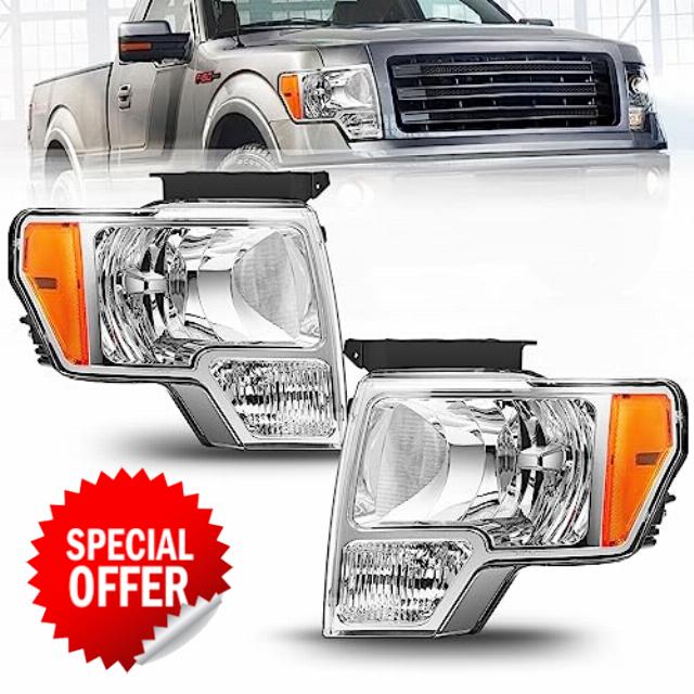 CAPSER Headlight Assembly Compatible with 2009-2014 Ford F-150 Pickup Truck