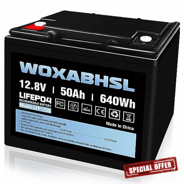 WOXABHSL12V 50Ah LiFePO4 Lithium Battery