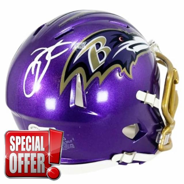 Odell Beckham Jr Autographed Baltimore Ravens Flash Football Mini Helmet - Hand Signed & Beckett Authenticated