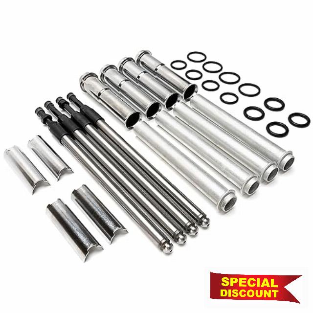 106-6051 Quickee Adjustable Pushrods Kit & Chrome Covers Compatible with 1999-2017 Harley Davidson Twin Cam 88