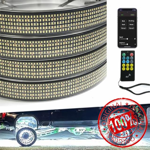 NBWDY New 4Pcs 17in 5 Row Wheel Lights for Truck with APP & RF Remote Control