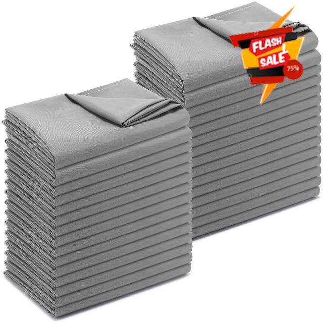 SmoothNovelty 30 Pack Grey Flat Sheets Only Bulk Top Microfiber Bed Bottom Sheet Durable Soft Fabric Sheet for Hotel Hospital Home Massage Table Salons Bedroom Curtain(Twin)