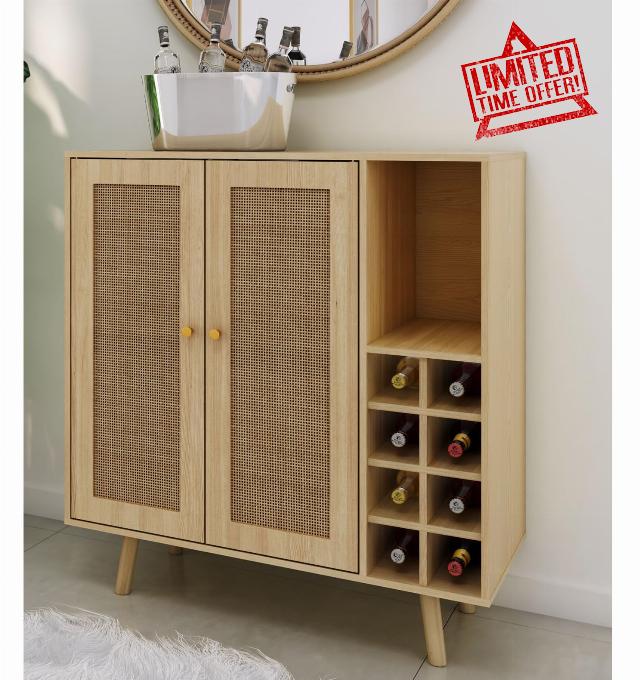 Atlantic Loft & Luv Remy Boho Mid-Century Natural Rattan Panels with Storage