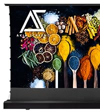 Akia floor rising electric motorized remote control front projector screen home office portable