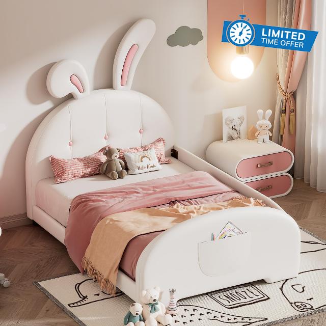 Cute Twin Size Upholstered Princess Bed