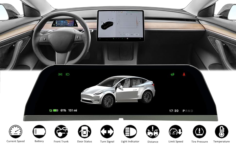 Tesla model y/3 heads up display screen hud apple carplay android auto wifi entertainment system