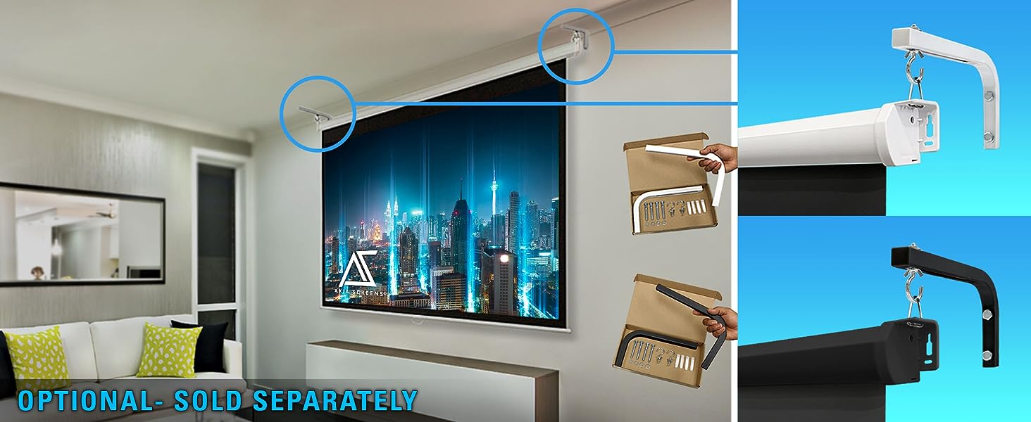 Akia electric motorized remote raising durable lightweight casing multi size projector screen