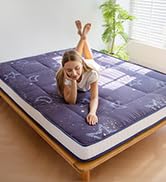 MAXYOYO 6 Inch Extra Thick Fluffy Floor Futon Mattress, Long Plush Floor Mattress for Adults Quee...