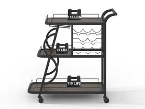 Aubtik Rustic Bar Cart with Wheels