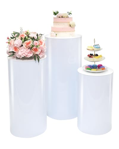 White Round Cylinder Pedestals for Wedding