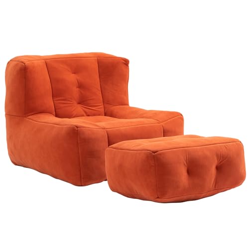 Stuffed Bean Bag Couch with Footstool