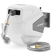 Ayleid Retractable Garden Hose Reel,3/5 in x 65 ft Wall Mounted Hose Reel, with 9- Function Spray...