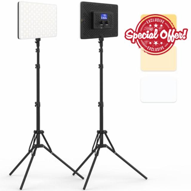 2 Packs LED Video Light with 63" Tripod Stand