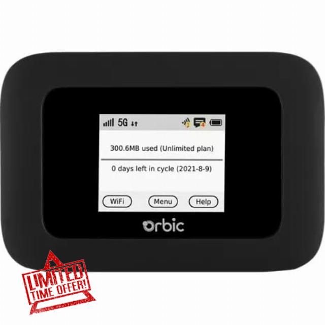 Verizon Orbic Speed 5G Mobile Hotspot | Connect up to 30 Wi-Fi Enabled Devices | Up to 12 hrs of Usage Time | Up to 12 Days of Stand-by Time | Light-Weight and Portable