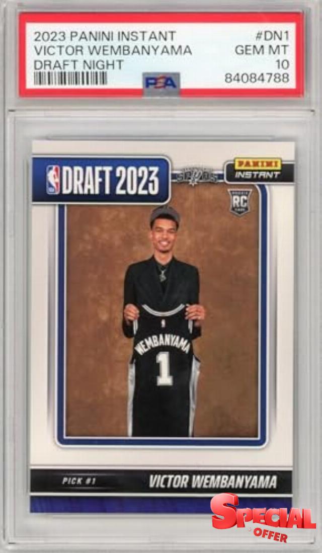 Graded 2023 Panini Instant Victor Wembanyama #DN1 Draft Night Rookie RC Basketball Card PSA 10 Gem Mint