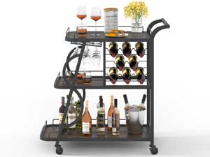 Aubtik Rustic Bar Cart with Wheels