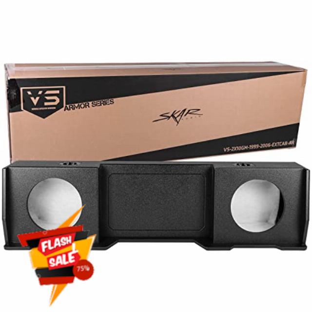 Skar Audio Dual 10" Armor Coated Subwoofer Enclosure Compatible with 1999-2006 Chevrolet Silverado/GMC Sierra Extended Cab Trucks