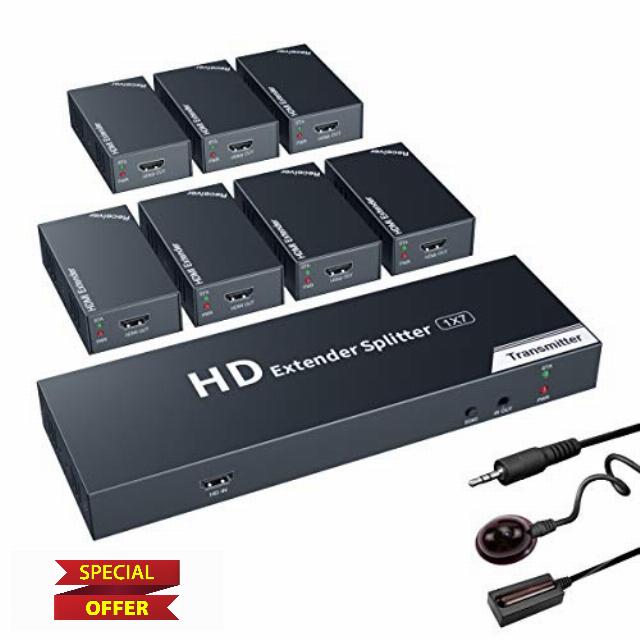 PWAYTEK 1x7 HDMI Extender Splitter with IR