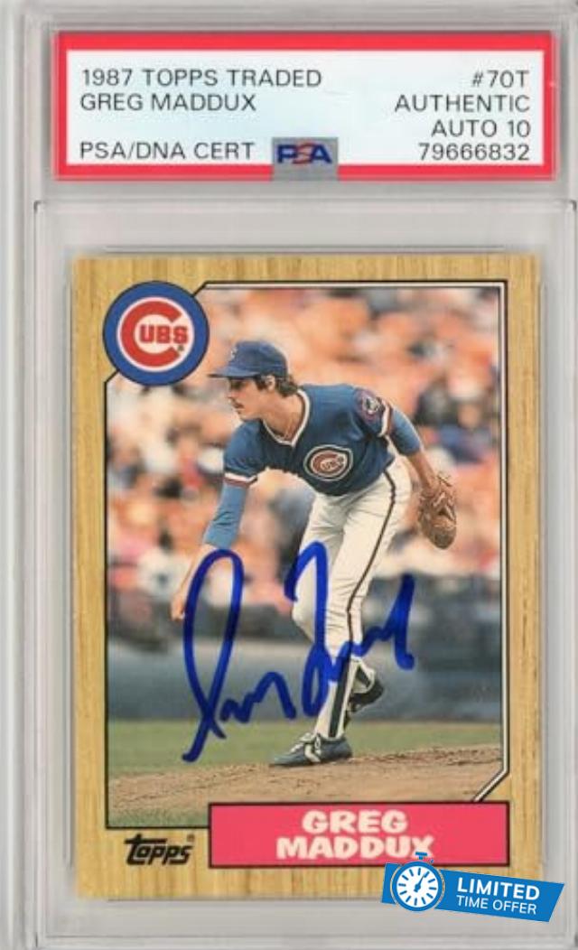 Graded 1987 Topps Traded Greg Maddux #70T Rookie RC Baseball Card PSA 10 Auto Grade Gem Mint