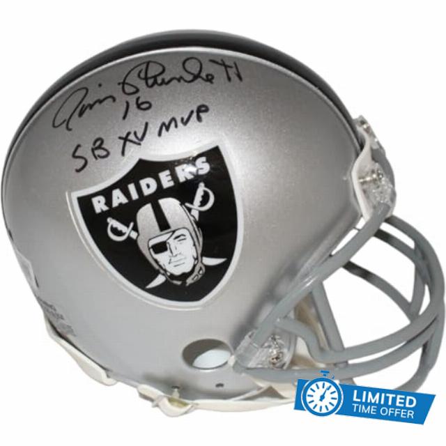 Jim Plunkett Autographed Las Vegas Raiders VSR4 Mini Helmet w/insc BAS