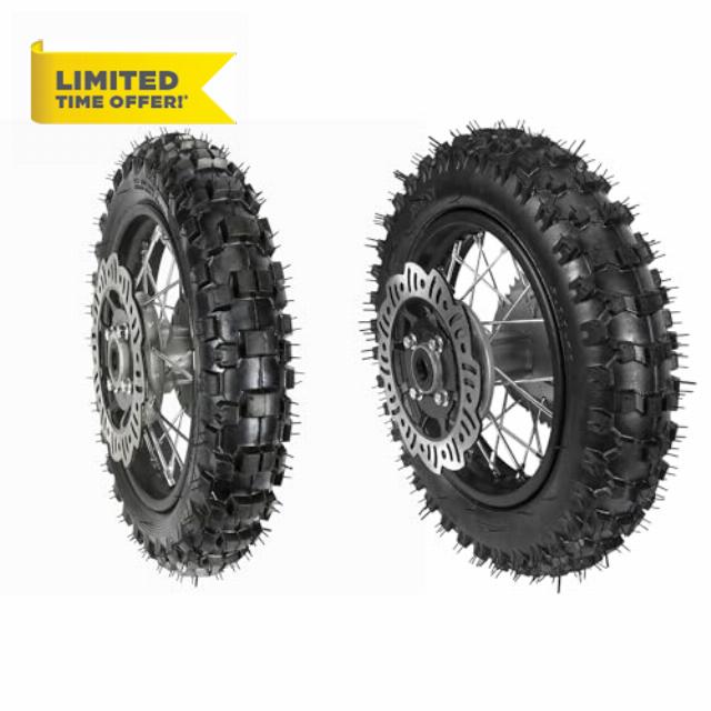 Fuerduo Front 2.50-10 & Rear 3.00-10 Tire Rim 10" Wheels Disc Brake Kit for Pit Bike CRF50