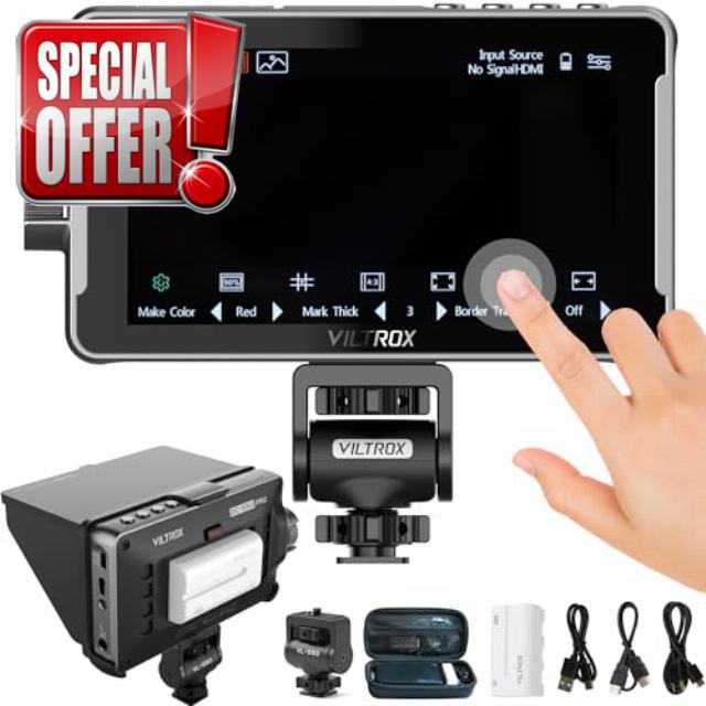 Camera Field Monitor VILTROX DC-550pro 5.5" Kit Touch Screen 4K HDMI DSLR Cameras Video Monitors with Sunshade Hood/np-f550 Battery