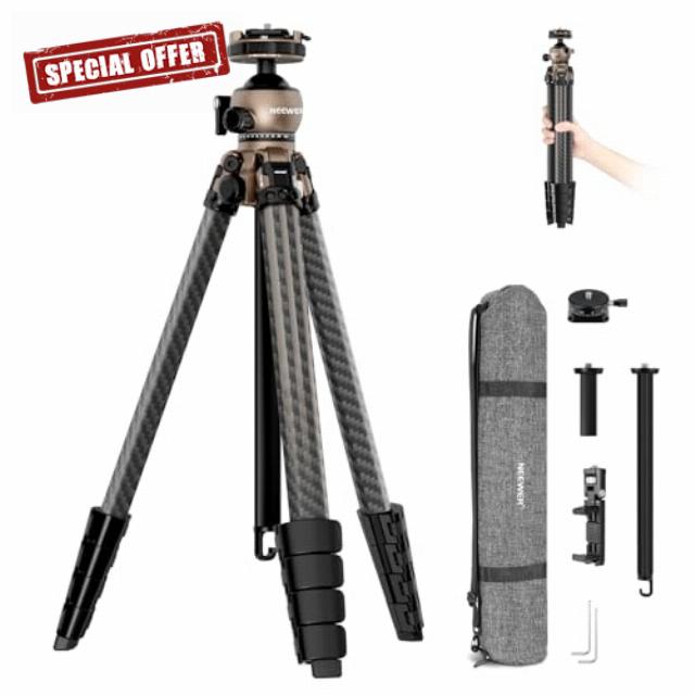 NEEWER LITETRIP LT35 61" Travel Tripod Carbon Fiber w Pan Tilt Low Profile Ball Head