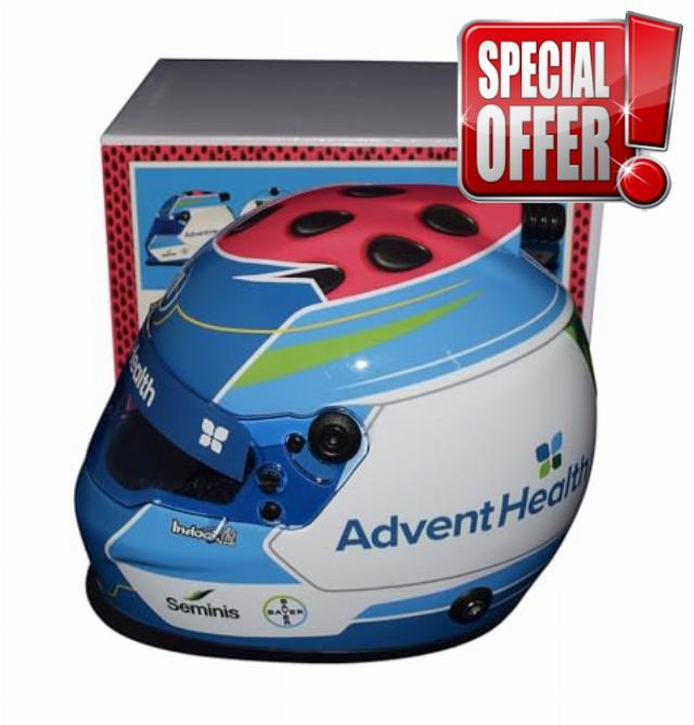 AUTOGRAPHED 2023 Ross Chastain #1 Advent Health WATERMELON (Melon Man) Trackhouse Signed Official NASCAR Replica Mini Helmet with COA