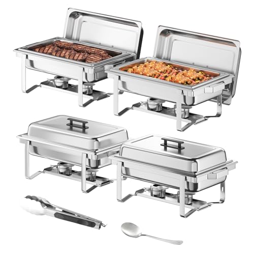 4 Pack 9.5QT Chafing Dish High Grade Stainless Steel Chafer Complete Set