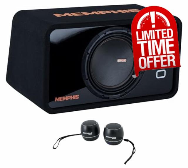 Audiosavings Bundle: (1) Memphis Audio MOJOE12S1 3000w MOJO 1212 12" Car Subwoofer+Sub Bundle with (1) Pair Rockville RPB3-BLACK Handheld Wireless Linking Portable Bluetooth Speakers (Items 3)