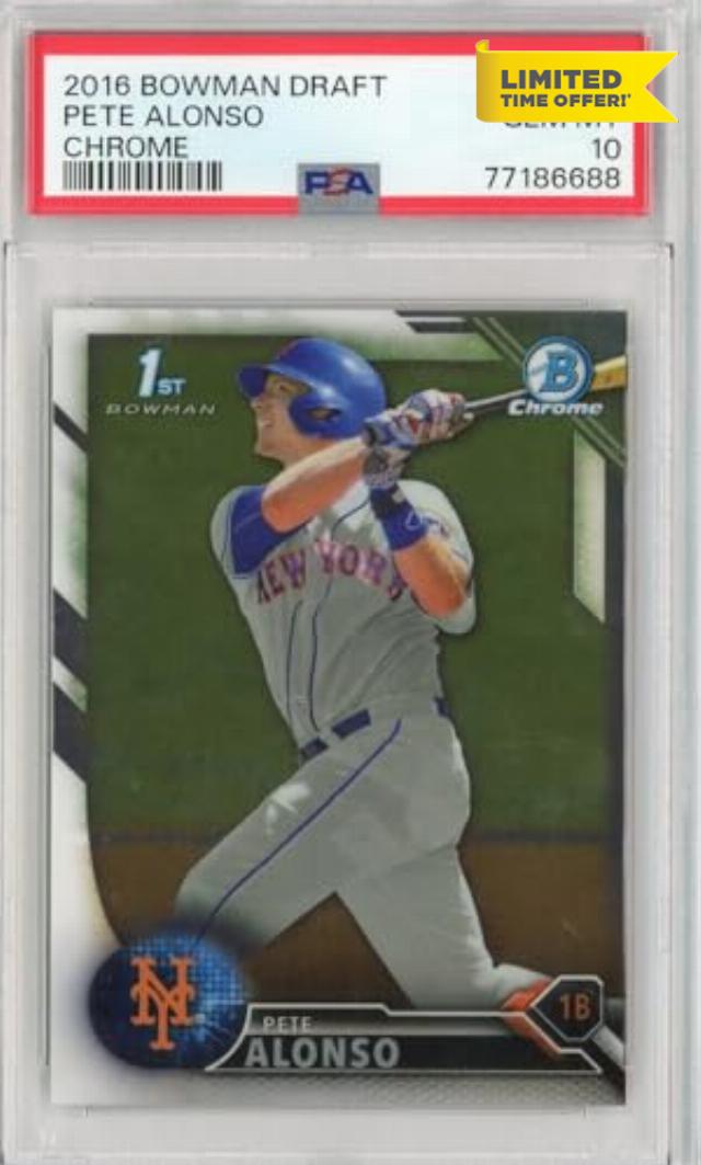 Graded 2016 Bowman Draft Pete Alonso #BDC92 Chrome Rookie RC Baseball Card PSA 10 Gem Mint