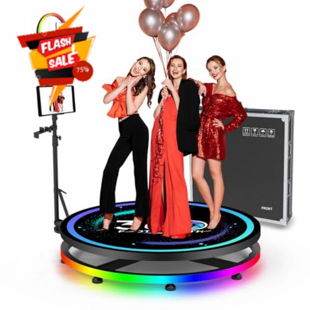 360 Photo Booth Machine for Parties 31.5inch PRO with RGB Ring Light