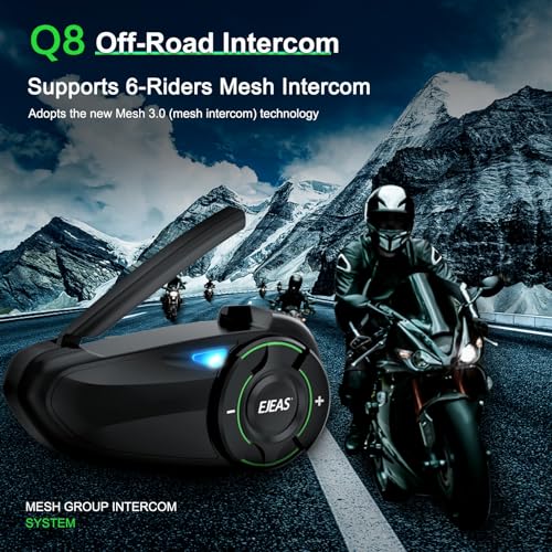 New Mesh 3.0 Group Intercom System with Music Sharing and Channel Switching for 6 Riders Talking at The Same Time (2 Pack)