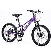20 Inch Bike Girls Boys Mountain Bike, 7 Speeds Teen Mountain Bikes, Aluminium Alloy Frame Bicycl...