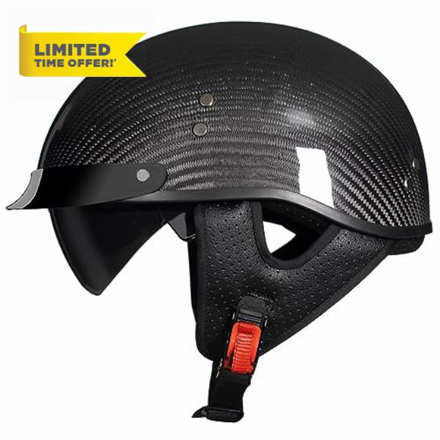 Crown Racing Carbon Fiber DOT Motorcycle Helmet Summer Motorcycle Hard Hat Retro Half Helmet