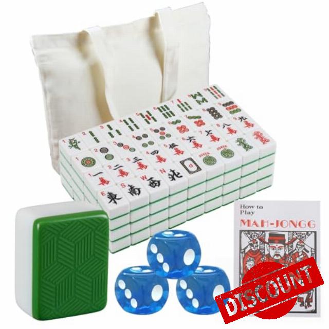 YINIUREN American Mahjong Set 1.8-inch 174 Large Mahjong Set Melamine Mahjong Magnetic Mahjong Tiles (Green)
