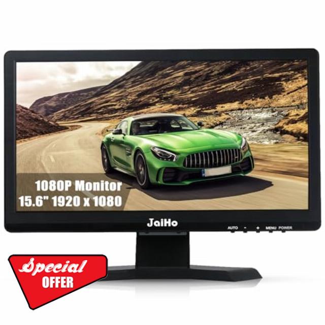 JaiHo 15.6 Inch 60Hz Computer Monitor - 1920×1080P Widescreen Display Screen - 16:9 Office PC Monitor with Multifunctional Input - Gaming Monitor for Gaming CCTV Raspberry Pi PC - VESA Mounting