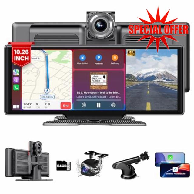 SANPTENT Wireless Apple CarPlay Portable Car Stereo