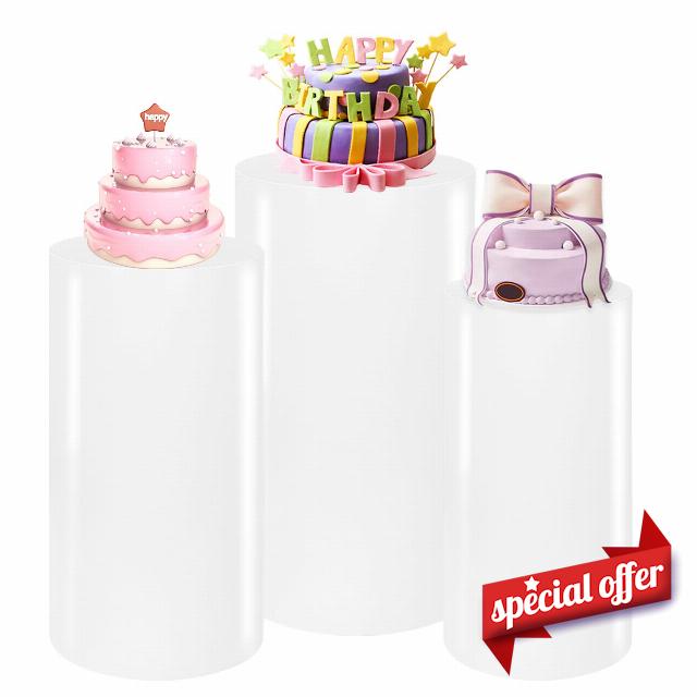 HAISIWLKJ 3PCS Cylinder Pedestal Stands for Parties