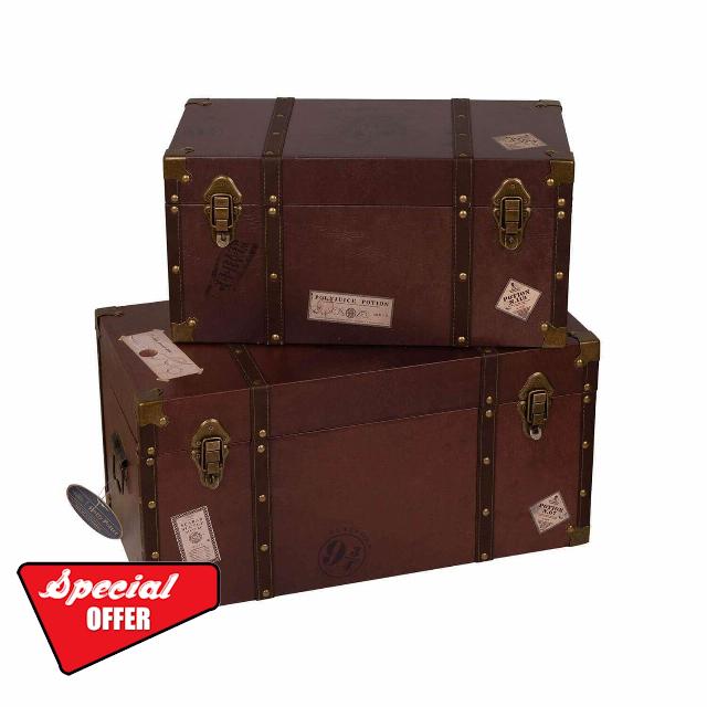 Widdop and Co Vintage Style Harry Potter Alumni Hogwarts School Term Large Trunks Decoration Storage Home Accessories Set of 2