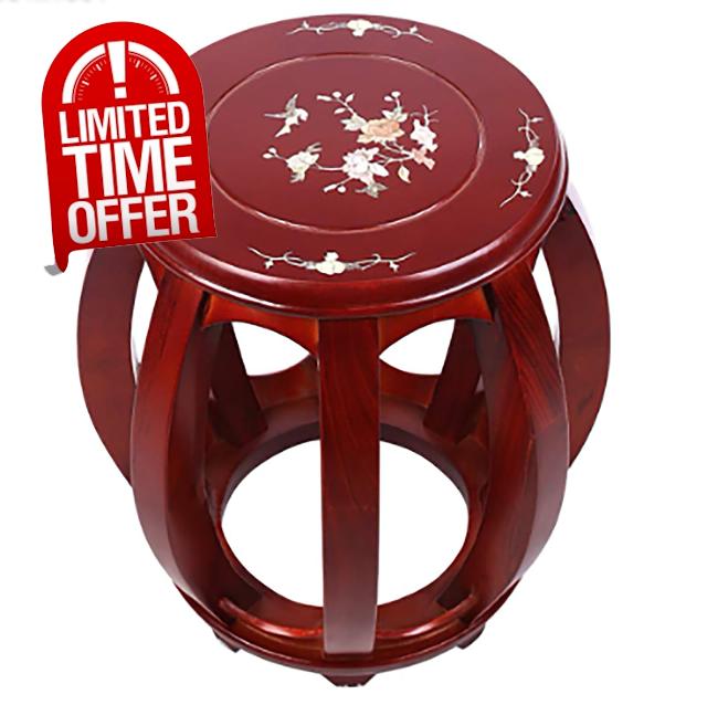 LIUNI Footstool Ottoman Seat Stool Work Stool Retro Short Guzheng Piano Solid Wood Stool Durable Long Lasting 11.8" x 11.8" x 16.9" (red)