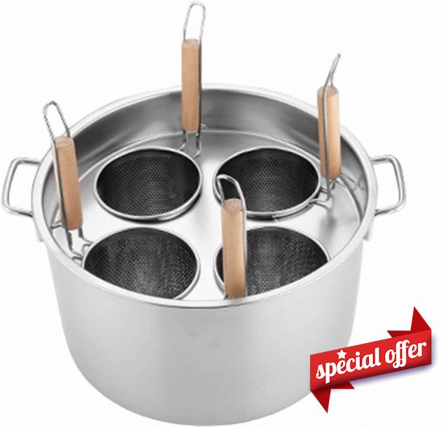 Pasta Pots Stainless Steel Pasta Cooker 4 Holes Pasta Makers Insert Cookware Set With 4 Insert Strainer Baskets