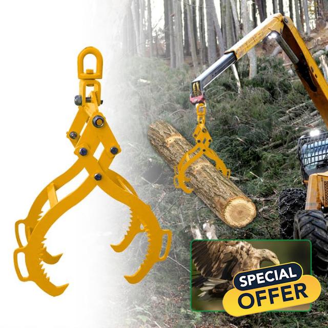 32IN Log Lifting Tongs Log Lifting Tongs 4 Claw Timber Heavy Duty Solid Steel Swivel Dragging Steel Tongs Log Lifting Lumber Skidding Tongs Logging Grabber (32 IN 4 Claws)