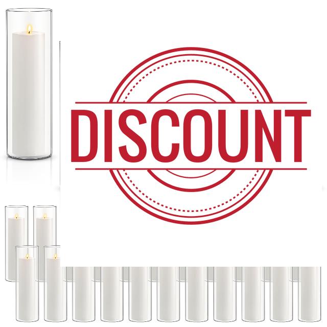 Maxcheck 30 Pcs White Pillar Candles and 30 Pcs Glass Cylinder Vases Clear Cylinder Candle Holders for Wedding Centerpieces Religious Church Memorial Meditation (3.3 x 6''