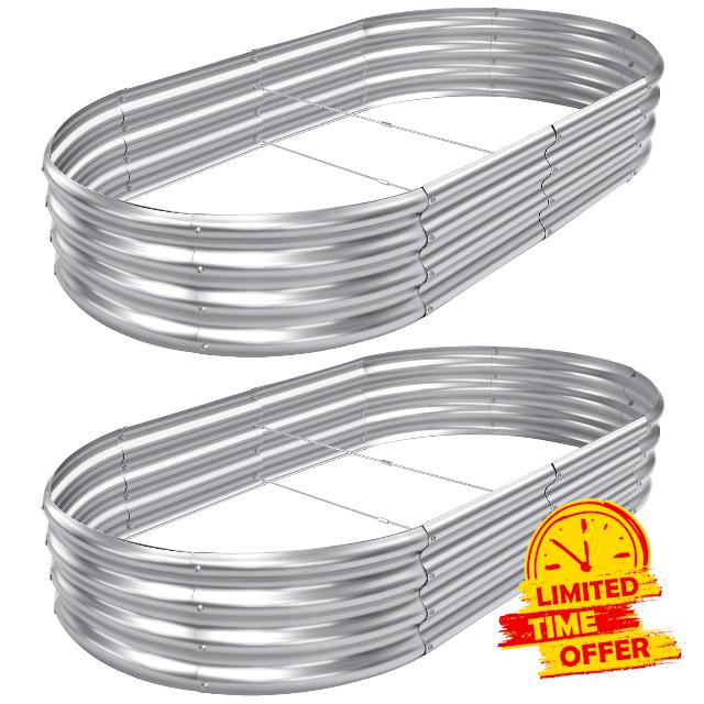 AHEONLAR 2pack 8×4×1ft Raised Garden Bed,Outdoor Galvanized Planter Boxes
