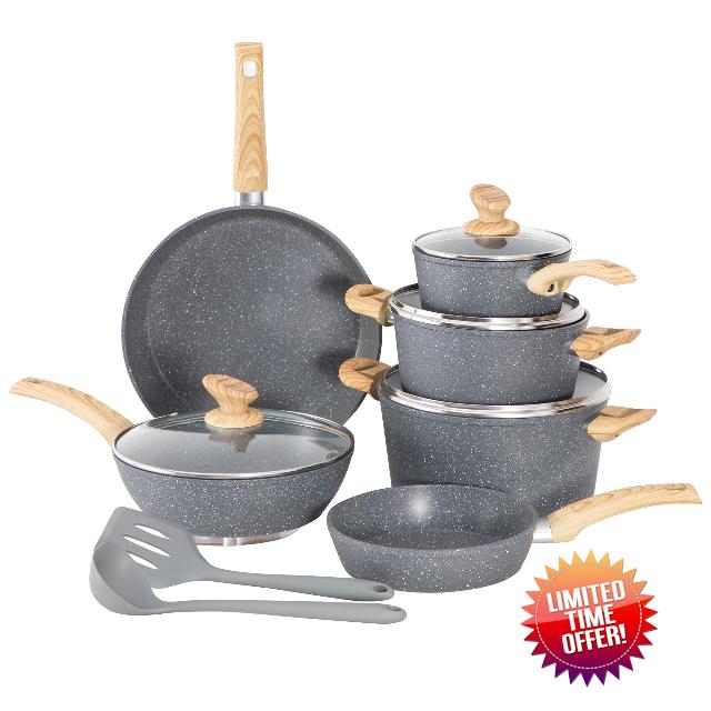 DishDelight Induction Nonstick Pots and Pans Set
